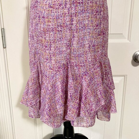 Elegant Purple Tweed Pencil Skirt - Picture 3 of 13